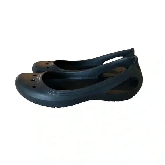 Crocs Womens Black Rubber Comfort Casual Ballet Flats Slip On Size 9 - Picture 6 of 8